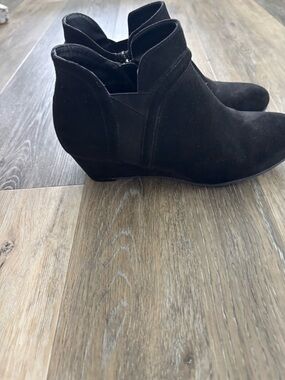 croft & barrow Black Suede Ankle Booties with Hidden Wedge